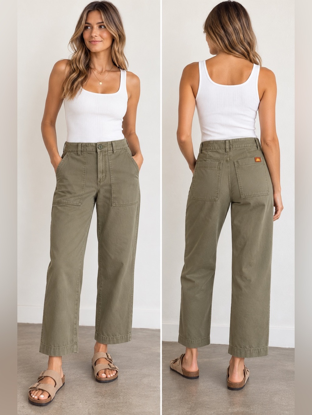 Rhythm Olive High Rise Utility Fatigue Pants Size 4